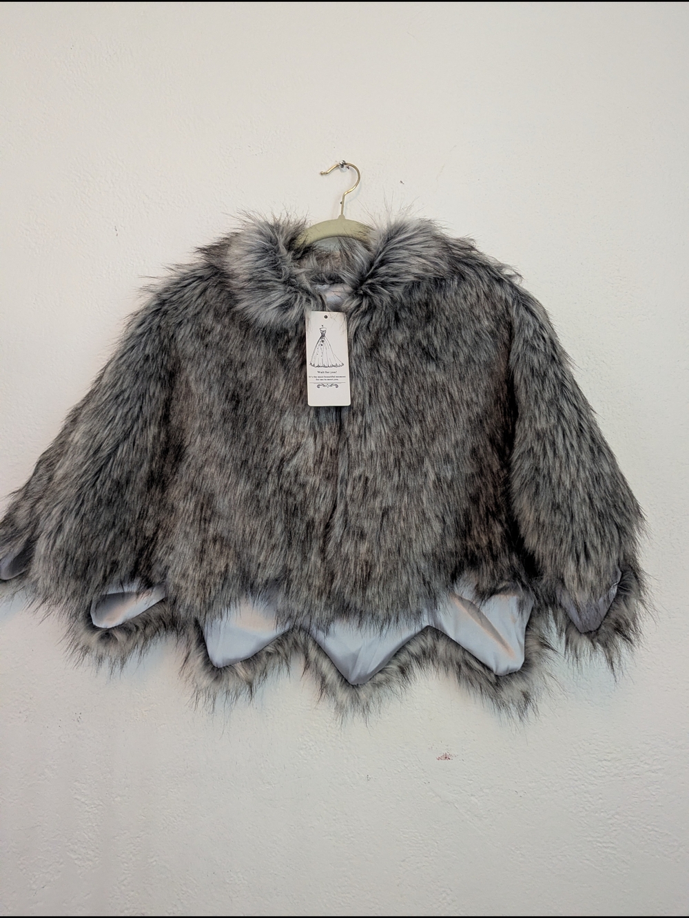 Faux Fur Wedding Or Formal Cape- Gray.